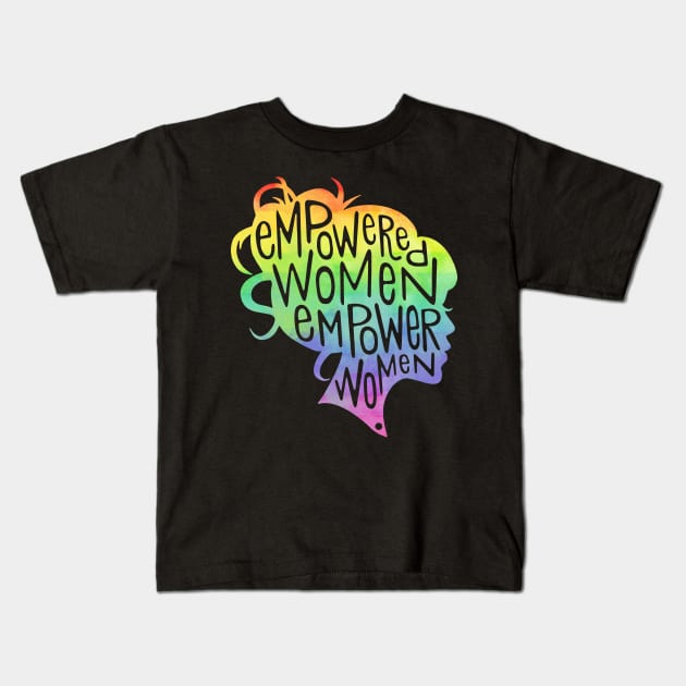 Feminist Empowered Women March Colorful Rainbow Kids T-Shirt by springins